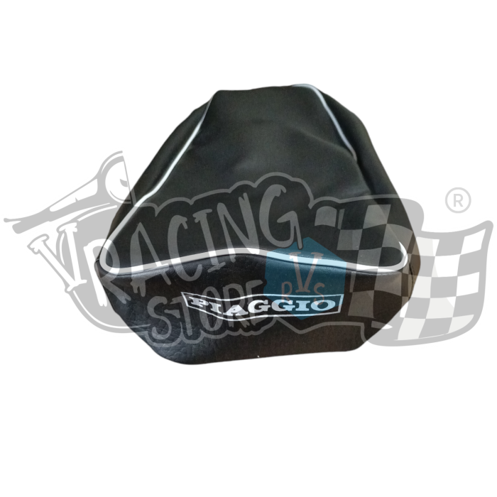 Photoroom-20241009_185237 Capa de banco Preta com friso BRANCO Vespa 50S - Image 1