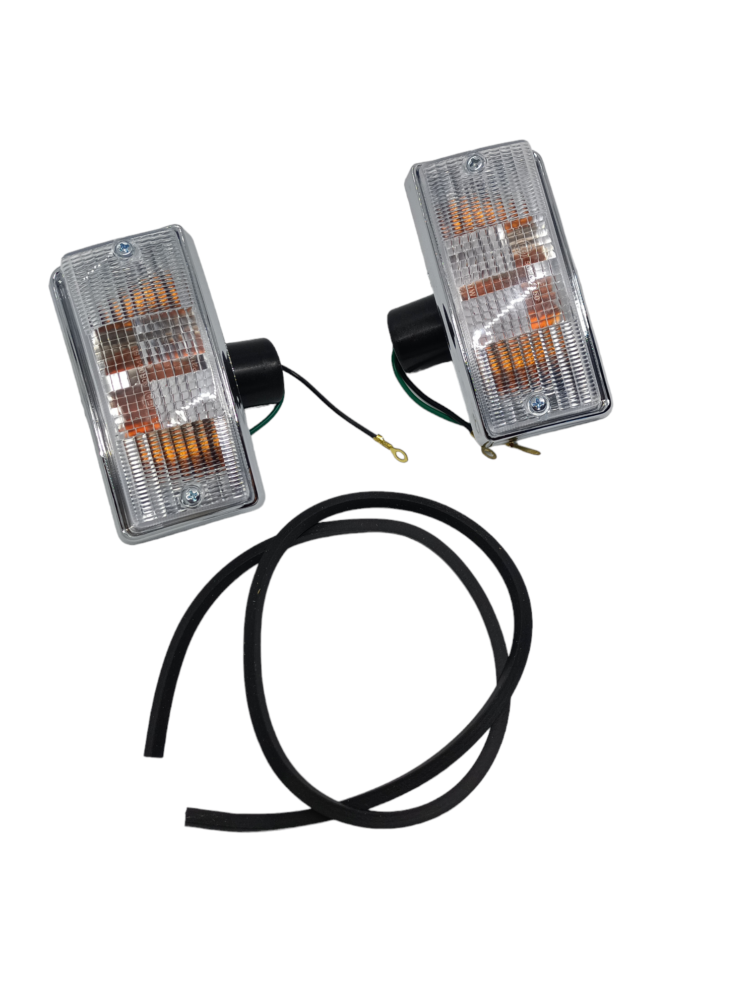 Conjunto piscas frente aro cromado Vespa PX